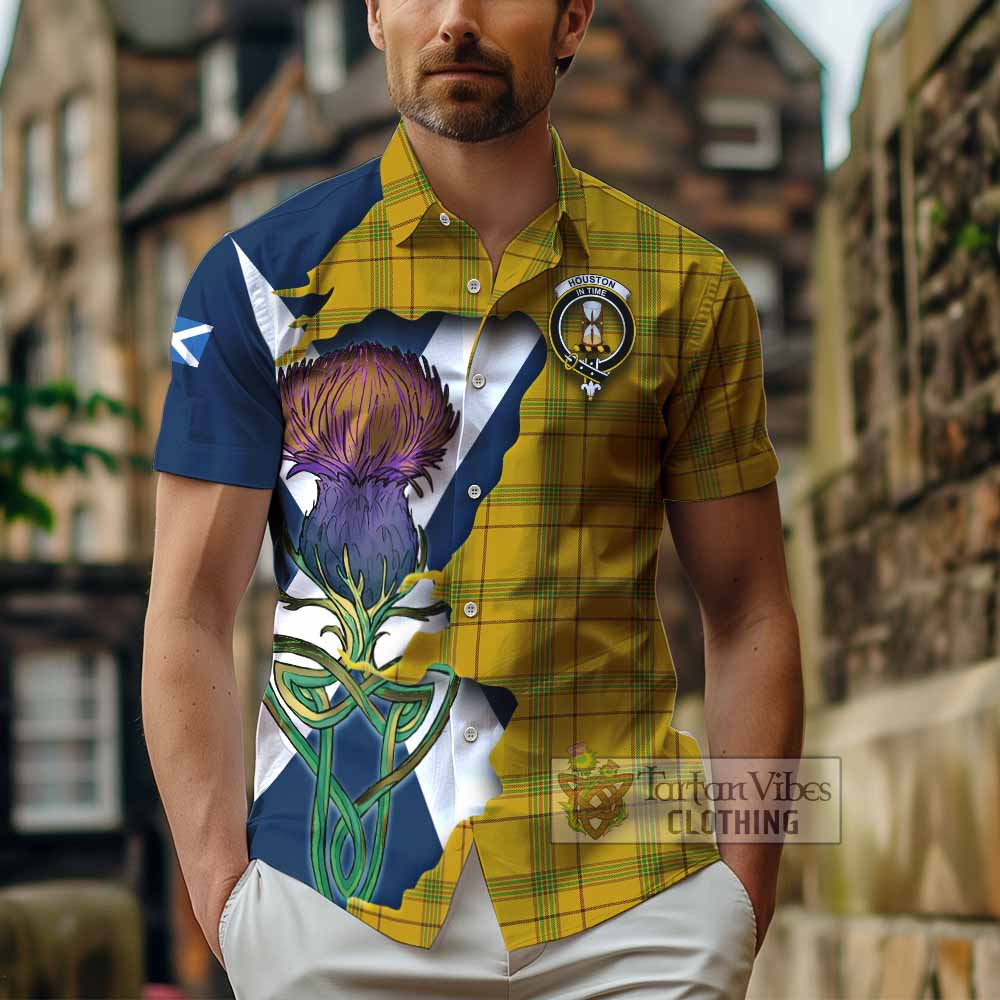 Houston Tartan Family Crest Hawaiian Shirt Scottish Thistle Celtic Inspired - Tartan Vibes Clothing