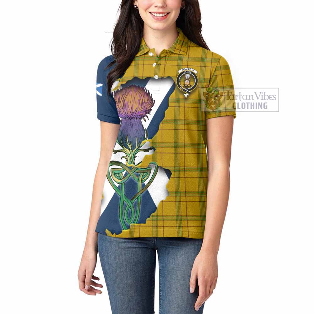 Houston Tartan Family Crest Women's Polo Shirt Scottish Thistle Celtic Inspired - Tartan Vibes Clothing