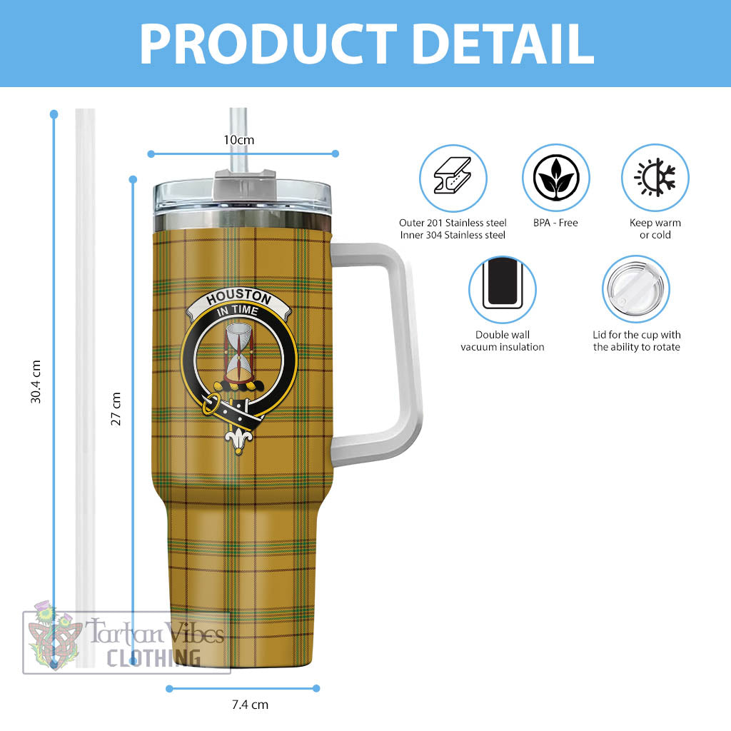 Houston Tartan Tumbler with Handle with Family Crest - Tartan Vibes Clothing