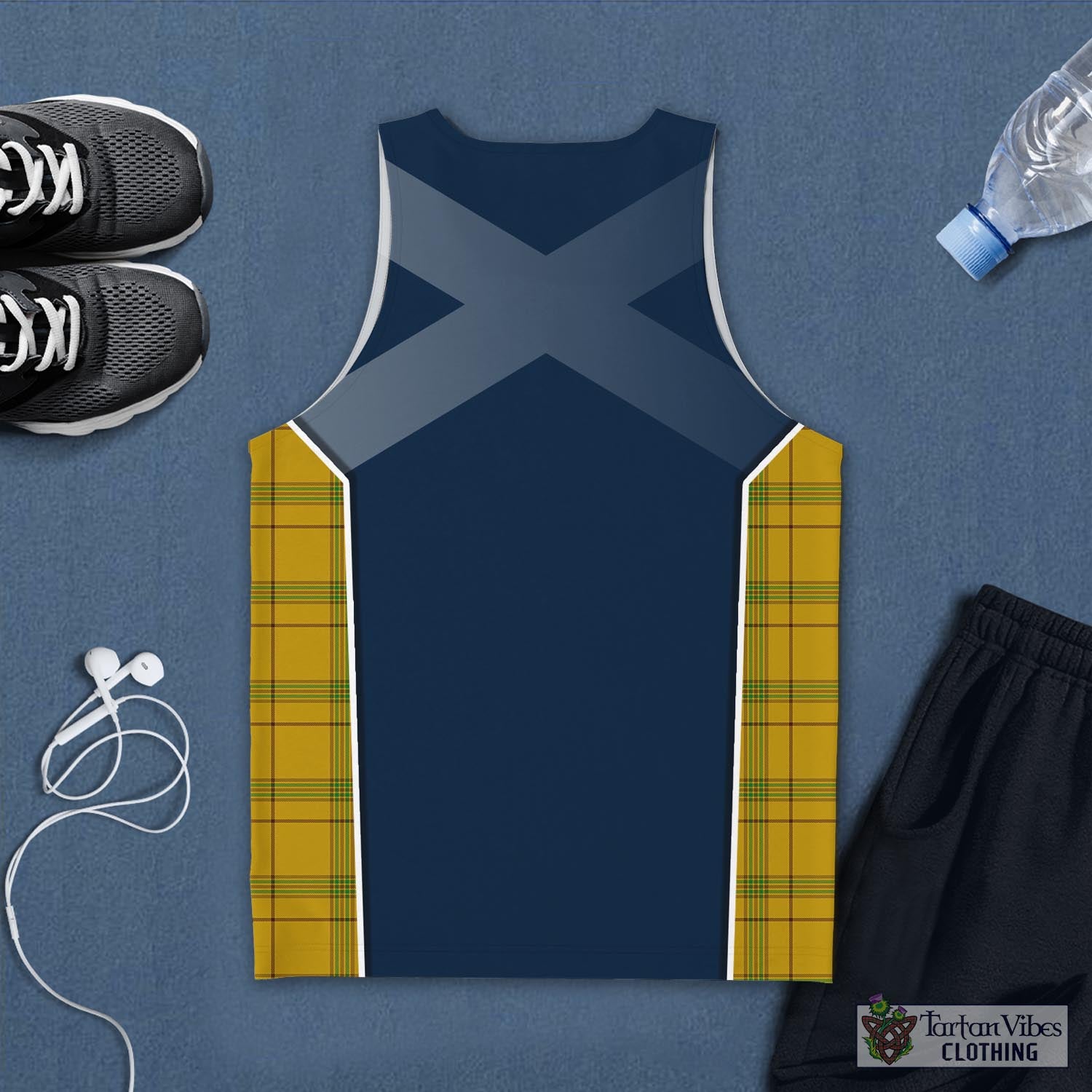 Tartan Vibes Clothing Houston Tartan Men's Tanks Top with Family Crest and Scottish Thistle Vibes Sport Style