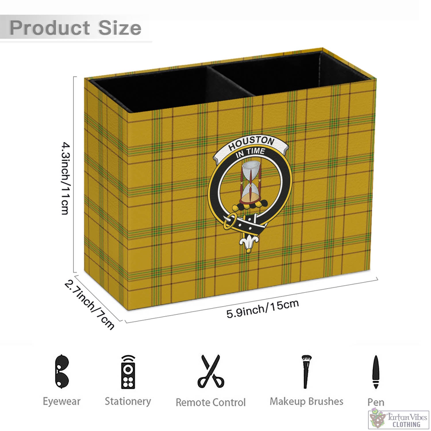 Houston Tartan Pen Holder with Family Crest - Tartan Vibes Clothing