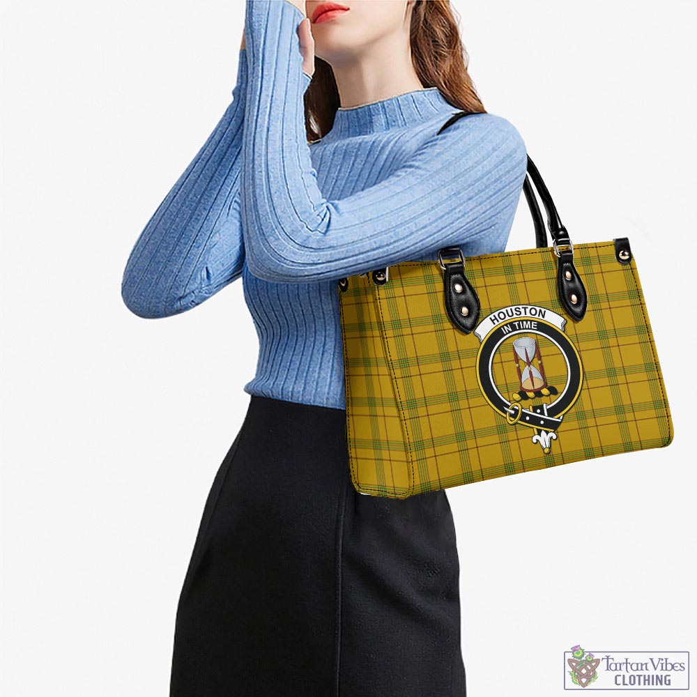 Houston Tartan Luxury Leather Handbags with Family Crest - Tartan Vibes Clothing