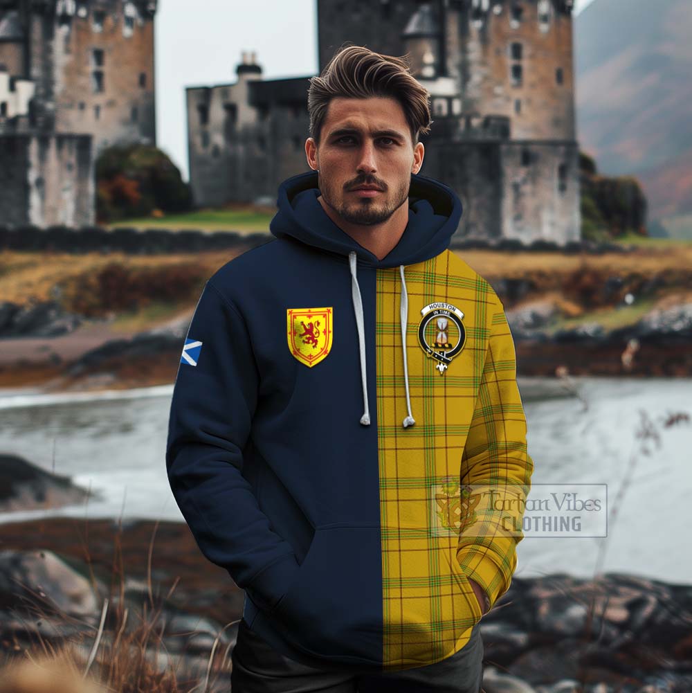 Houston Tartan Cotton Hoodie Alba with Scottish Lion Royal Arm Half Style - Tartan Vibes Clothing