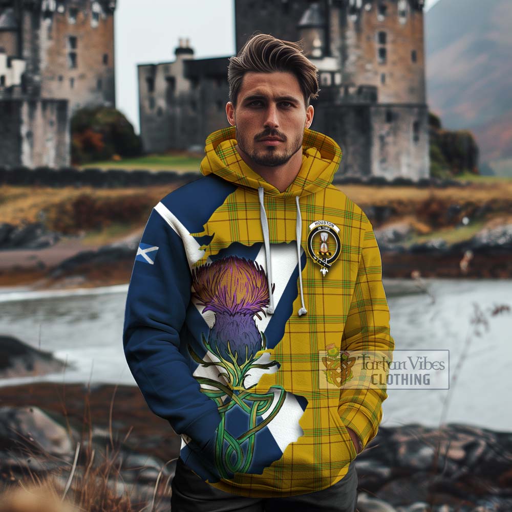 Houston Tartan Family Crest Cotton Hoodie Scottish Thistle Celtic Inspired - Tartan Vibes Clothing