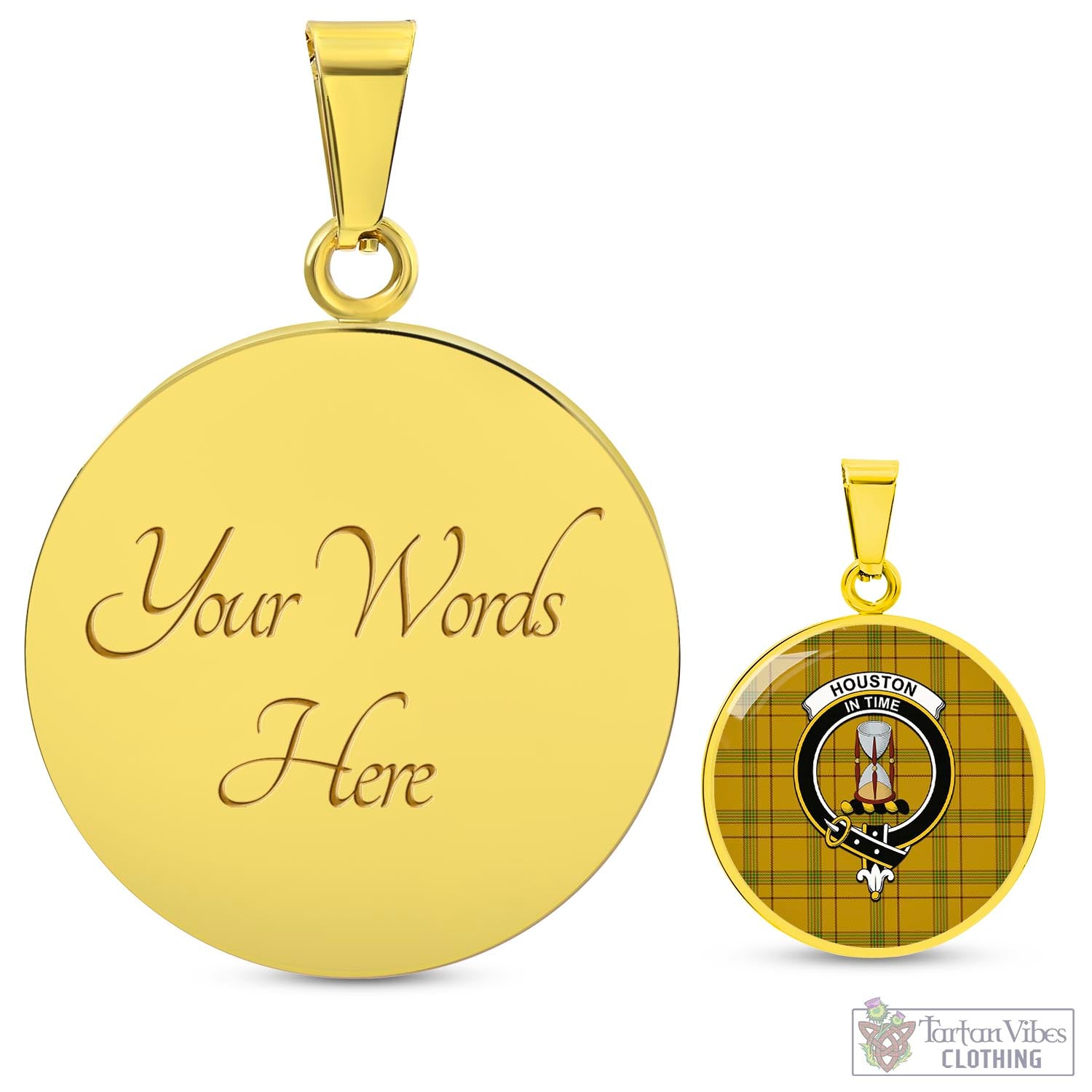 Houston Tartan Circle Necklace with Family Crest Luxury Necklace (Gold) Yes - Tartan Vibes Clothing