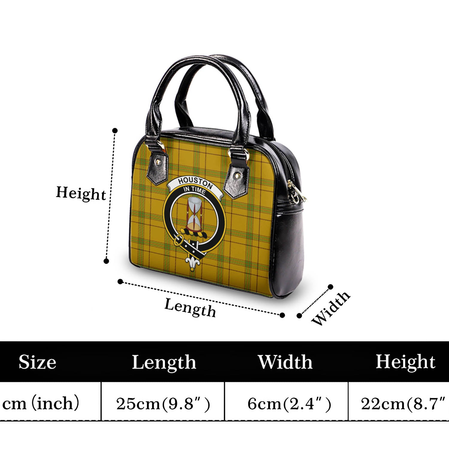 Houston Tartan Shoulder Handbags with Family Crest - Tartan Vibes Clothing
