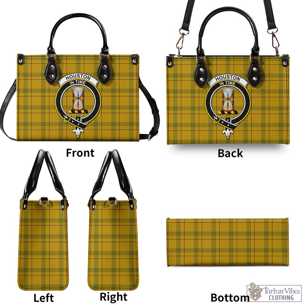 Houston Tartan Luxury Leather Handbags with Family Crest - Tartan Vibes Clothing