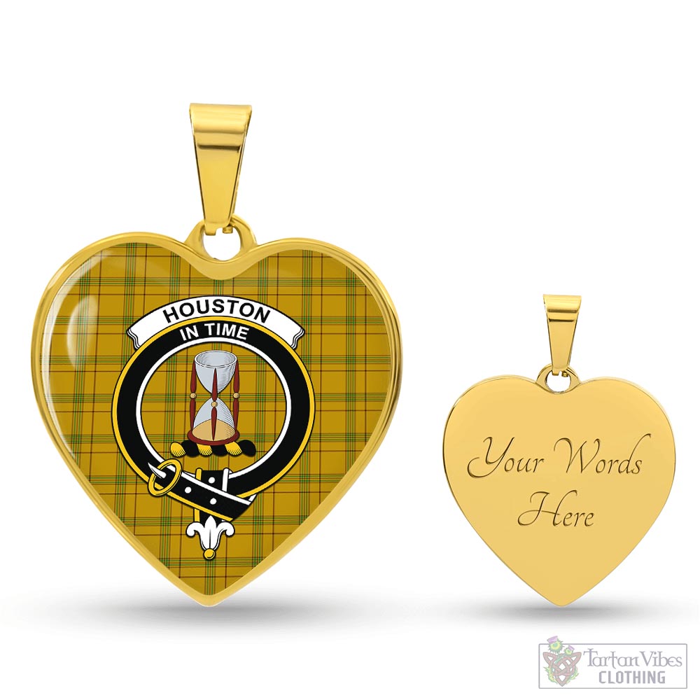 Houston Tartan Heart Necklace with Family Crest Luxury Necklace (Gold) Yes - Tartan Vibes Clothing