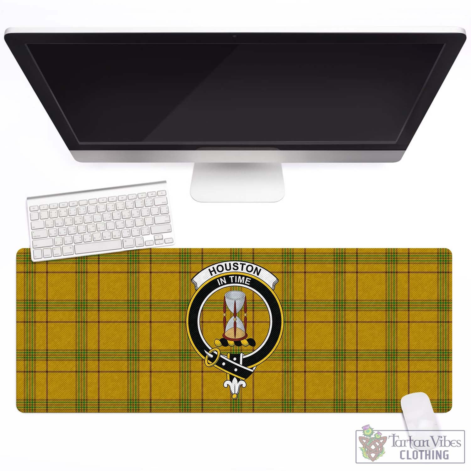 Tartan Vibes Clothing Houston Tartan Mouse Pad with Family Crest