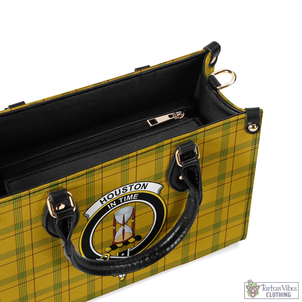 Houston Tartan Luxury Leather Handbags with Family Crest - Tartan Vibes Clothing