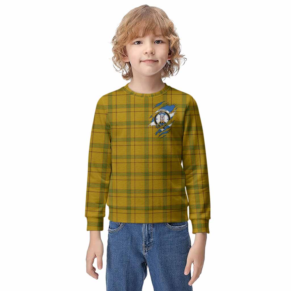 Houston Clan Crest In Me Tartan Kid Knitted Sweatshirt Scotland Flag Style