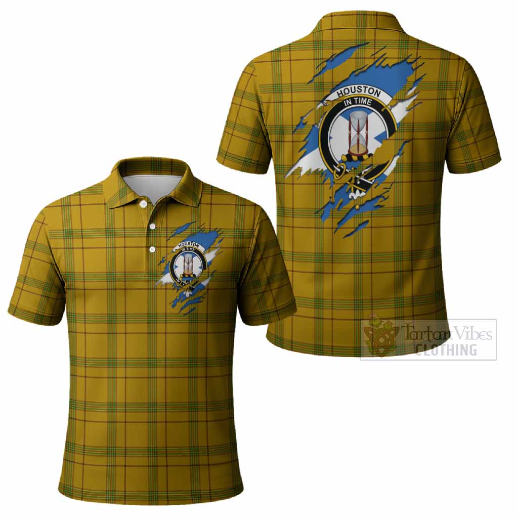 Houston Clan Crest In Me Tartan Polo Shirt Scotland Flag Style