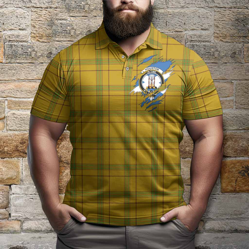 Houston Clan Crest In Me Tartan Polo Shirt Scotland Flag Style