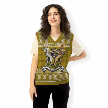 Houston Clan Tartan Crest Christmas Knitted V-Neck Vest Coat of Arms Funny Style - Tartan Vibes Clothing
