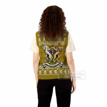 Houston Clan Tartan Crest Christmas Knitted V-Neck Vest Coat of Arms Funny Style - Tartan Vibes Clothing