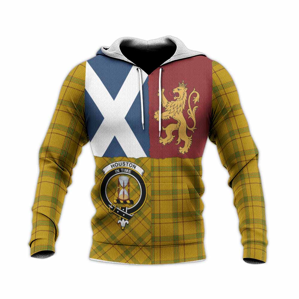 Houston Crest Tartan Knitted Hoodie with Lion Rampant Saltire Style