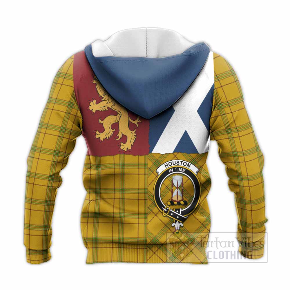 Houston Crest Tartan Knitted Hoodie with Lion Rampant Saltire Style