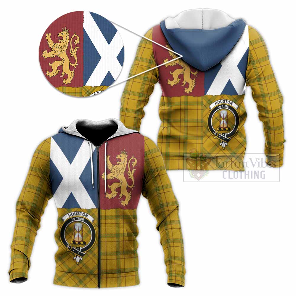 Houston Crest Tartan Knitted Hoodie with Lion Rampant Saltire Style