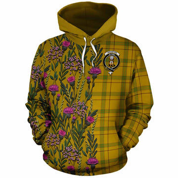 Houston Family Crest Tartan Cotton Hoodie Scottish Thistle Flower Pattern Half Style - Tartan Vibes Clothing