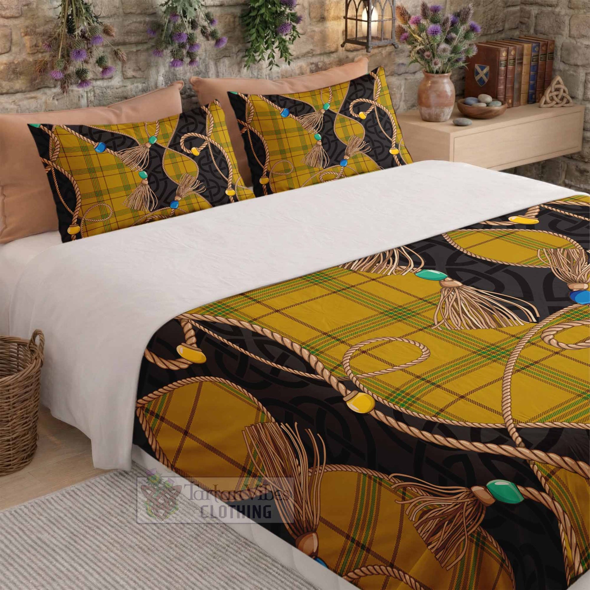 Houston Scottish Tartan Twisted Ropes Stylized Bedding Set - Tartan Vibes Clothing