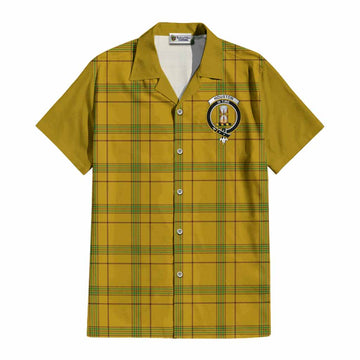 Houston Tartan Accent Cotton Hawaiian Shirt with Family Crest