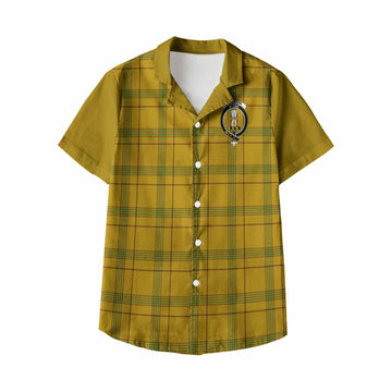 Houston Tartan Accent Kid Hawaiian Shirt with Family Crest