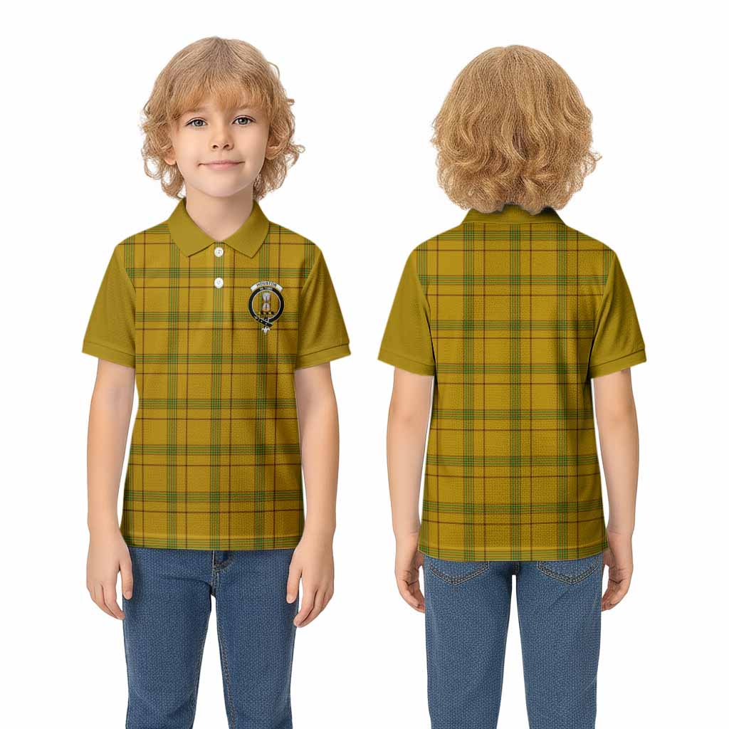 Houston Tartan Accent Kid Polo Shirt with Family Crest