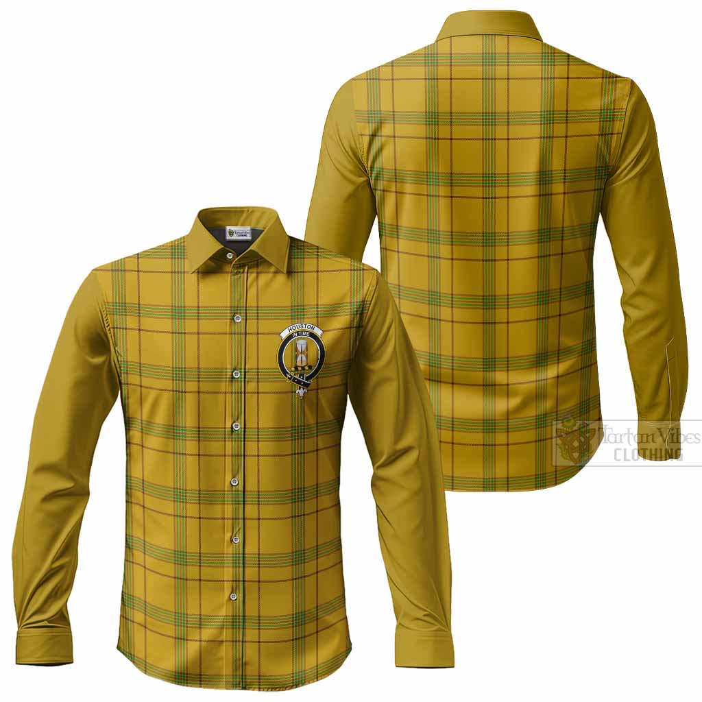 Houston Tartan Accent Long Sleeve Button Shirts with Family Crest