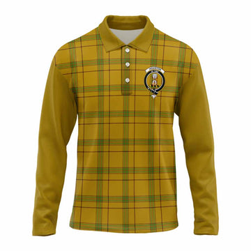 Houston Tartan Accent Long Sleeve Polo Shirt with Family Crest
