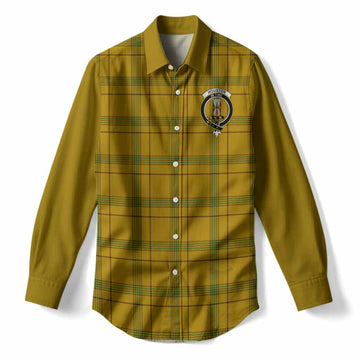 Houston Tartan Accent Women Casual Shirt with Family Crest