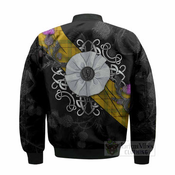 Houston Tartan Bomber Jacket Jacobite White Rose - Tartan Vibes Clothing