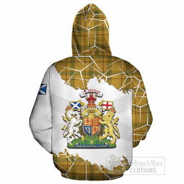 Houston Tartan Cotton Hoodie with Family Crest and Lion Rampant Grunge Style