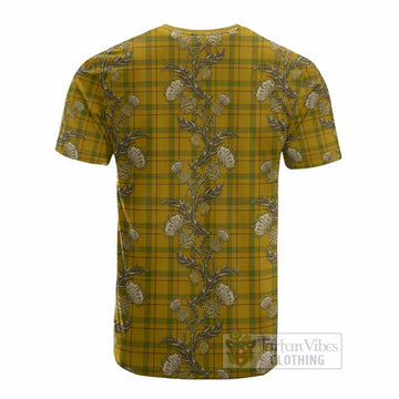 Houston Tartan Cotton T-shirt Seamless Scottish Thistle Flowers