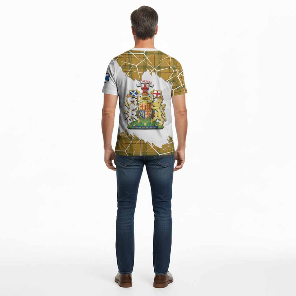 Houston Tartan Cotton T-shirt with Family Crest and Lion Rampant Grunge Style