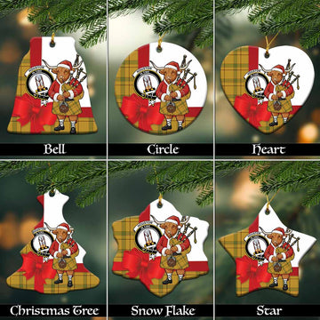 Houston Tartan Crest Christmas Ceramic Ornament Highland Cow Bagpipes Coquette Bow Style