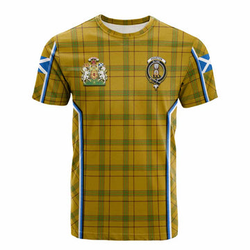 Houston Tartan Crest Cotton T-shirt Scotland Coat of Arm Flag Style - Tartan Vibes Clothing