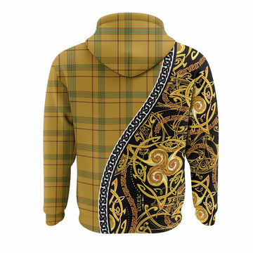 Houston Tartan Crest Hoodie Celtic Knot and Triple Trickle Spiral Symbols