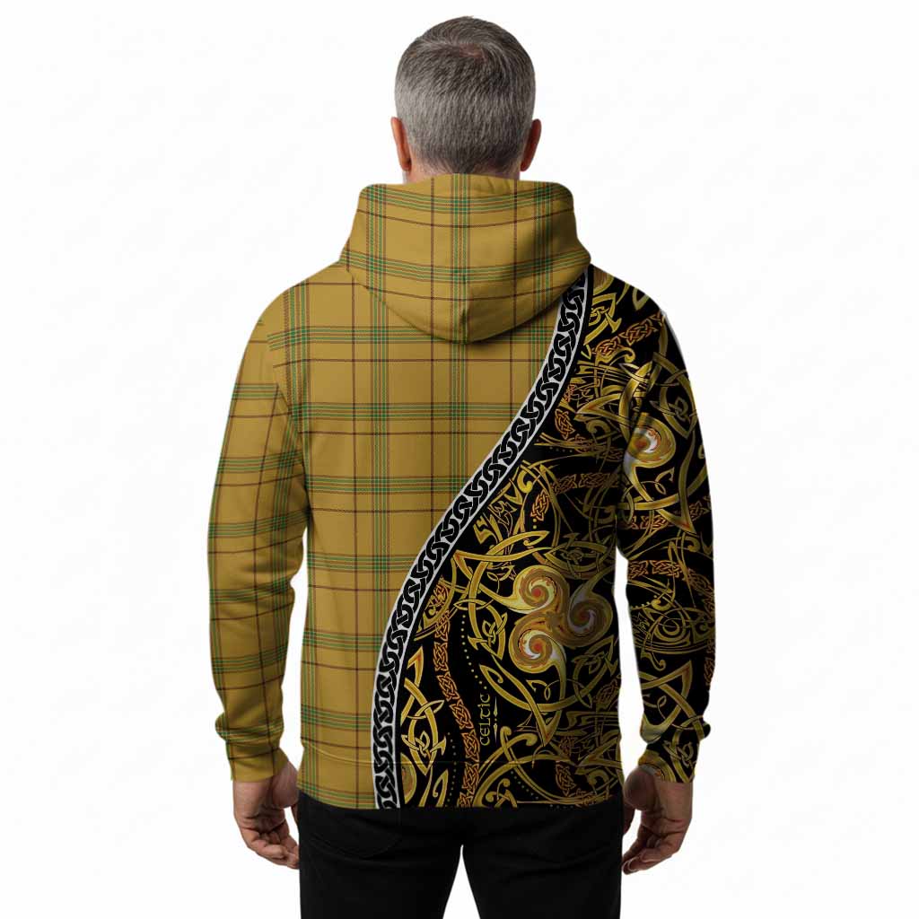Houston Tartan Crest Hoodie Celtic Knot and Triple Trickle Spiral Symbols