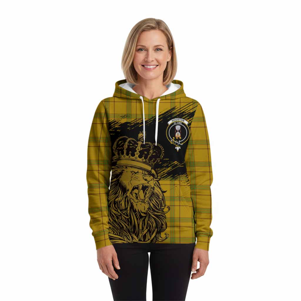 Houston Tartan Crest Hoodie Crowned Lion Heritage Style
