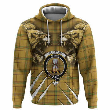 Houston Tartan Crest Hoodie Ferocious Lion Style
