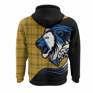 Houston Tartan Crest Hoodie Scottish Golden Lions Wave Flow