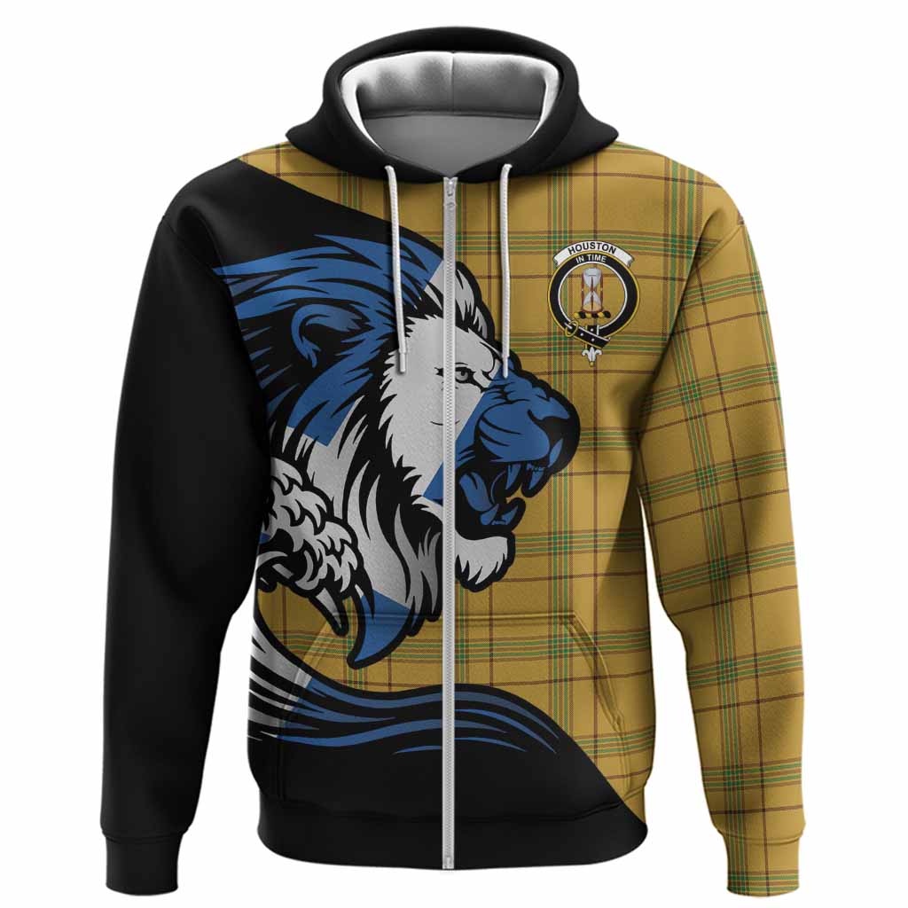 Houston Tartan Crest Hoodie Scottish Golden Lions Wave Flow
