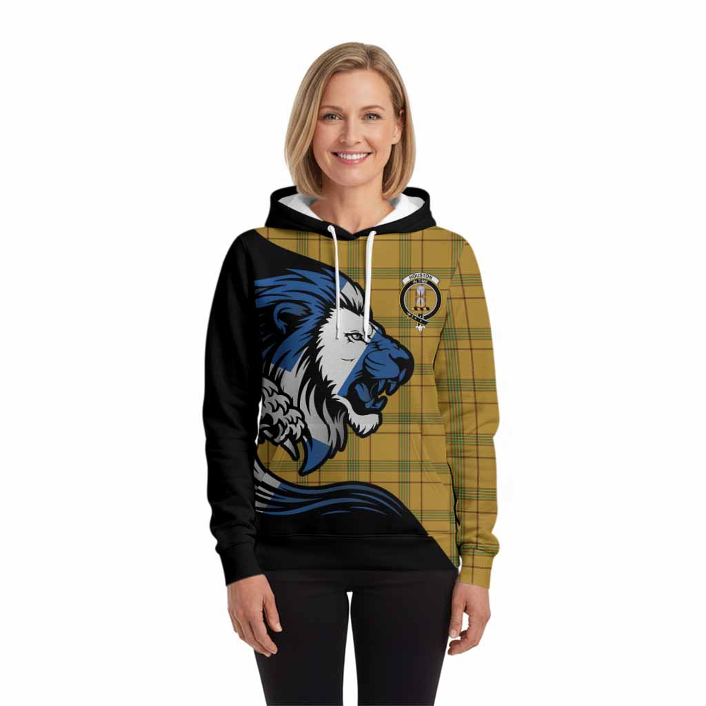 Houston Tartan Crest Hoodie Scottish Golden Lions Wave Flow