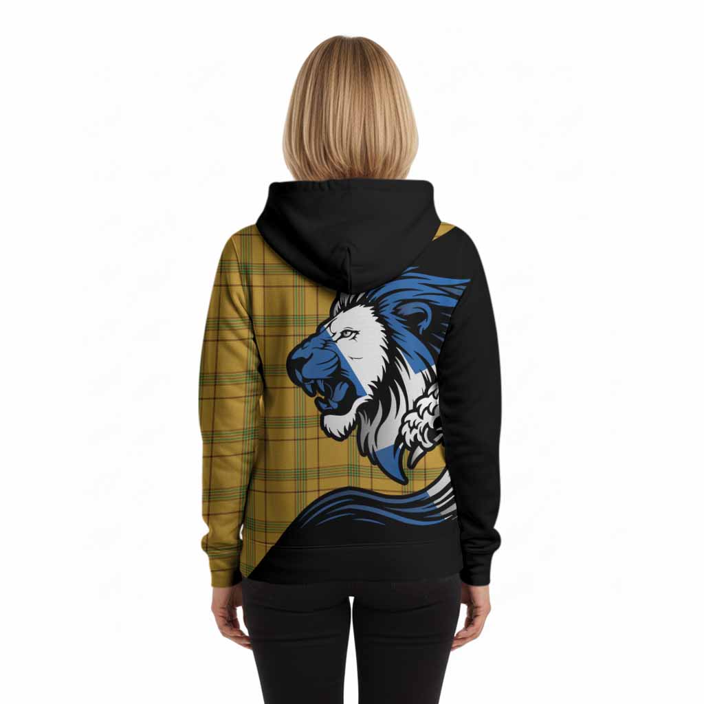 Houston Tartan Crest Hoodie Scottish Golden Lions Wave Flow