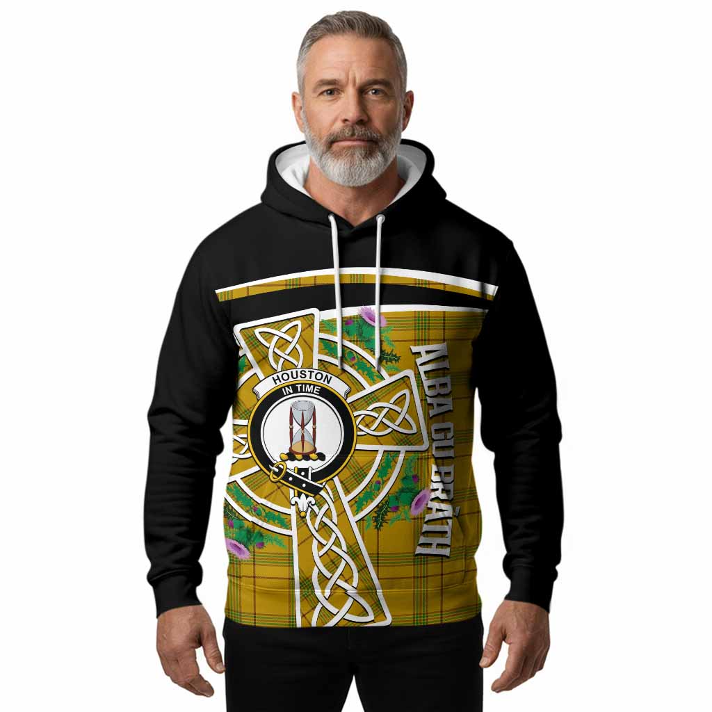Houston Tartan Crest Hoodie Scottish Thistle Celtic Cross Alba Gu Brath
