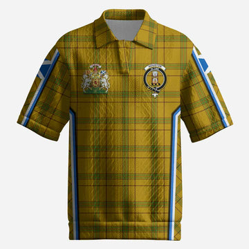 Houston Tartan Crest Men’s Polo Sweater Top Scotland Coat of Arm Flag Style