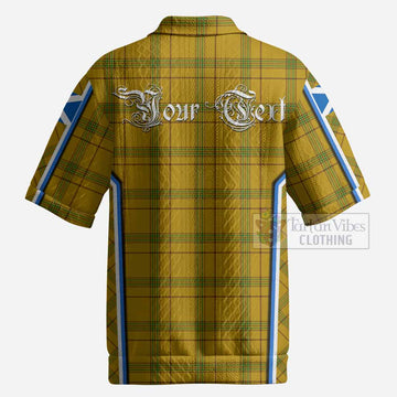 Houston Tartan Crest Men’s Polo Sweater Top Scotland Coat of Arm Flag Style