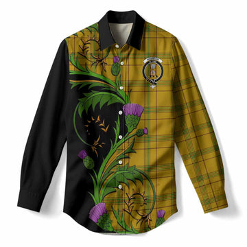 Houston Tartan Crest Women Casual Shirt Scottish Thistle Pride Heritage Art