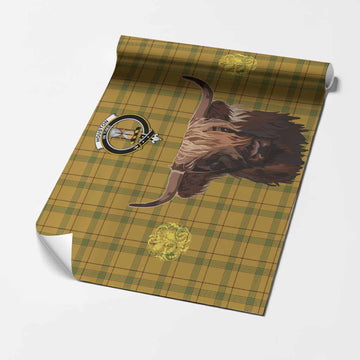 Houston Tartan Crest Wrapping Paper Scotland Heilan Coo Tartan Seamless Style