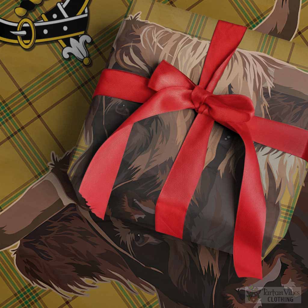 Houston Tartan Crest Wrapping Paper Scotland Heilan Coo Tartan Seamless Style